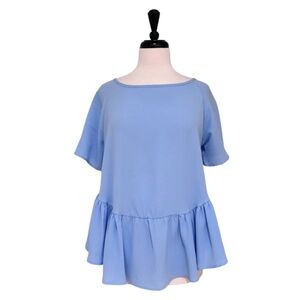 Red Lolly Cottage Core Short Sleeve Peplum Blouse